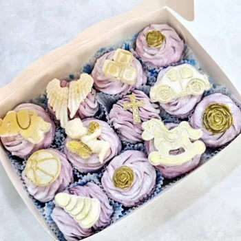 Caja cupcakes lila dorados