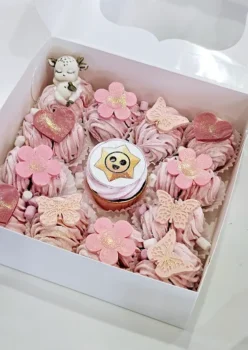 Caja cupcakes rosa brillo