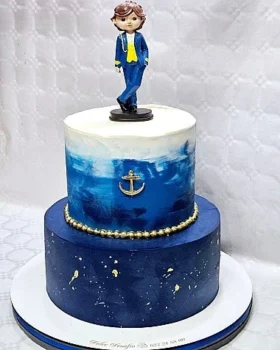 Tarta comunión niño azul ancla