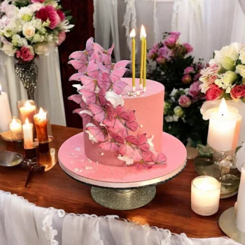 Tarta mariposas rosas